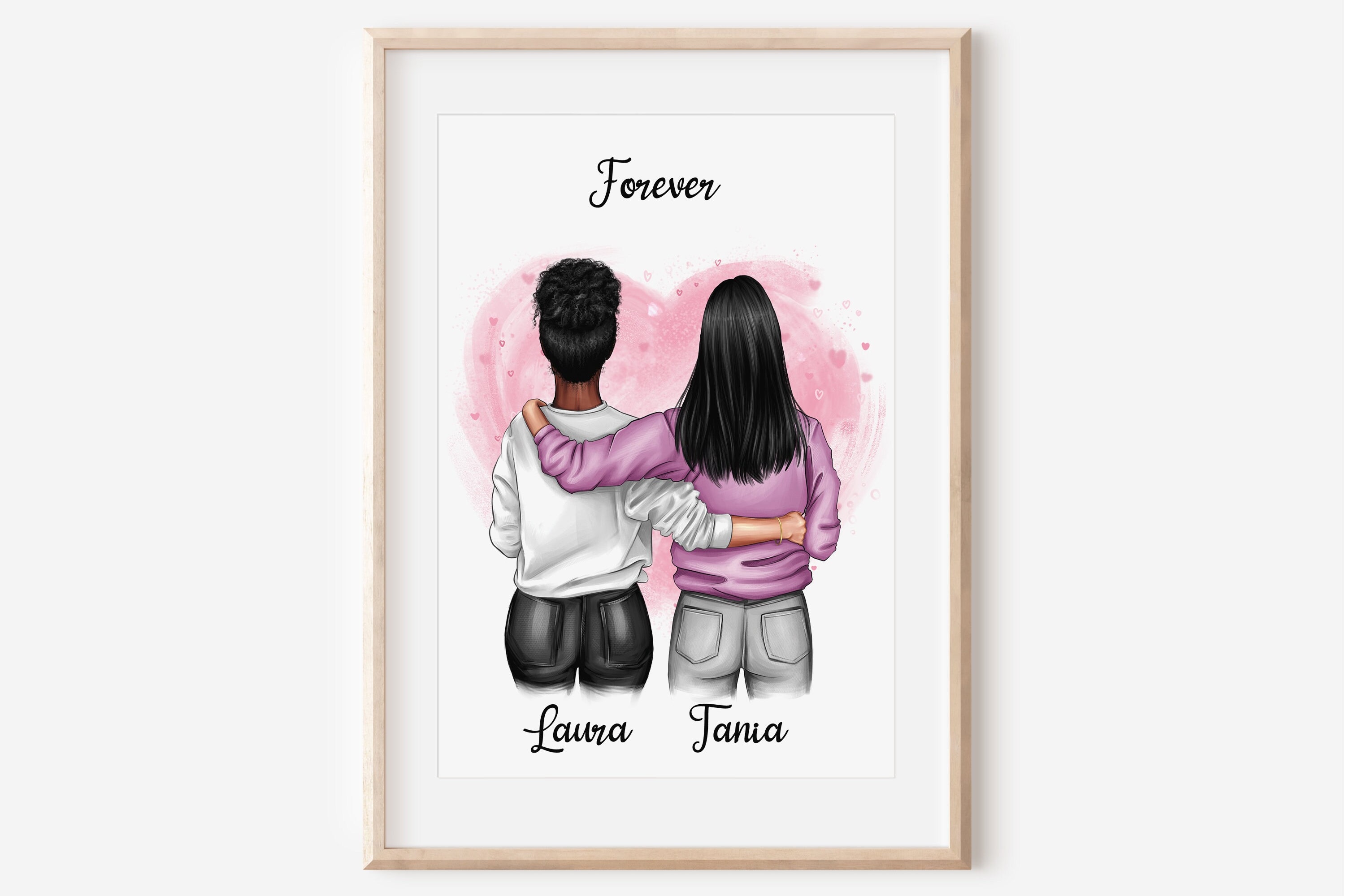 Affiche Portrait Personnalisé, Modèle Couple ou Amie Femme