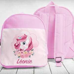 cartable, sac à dos, maternelle-sport, à personnaliser, Licorne et fleurs