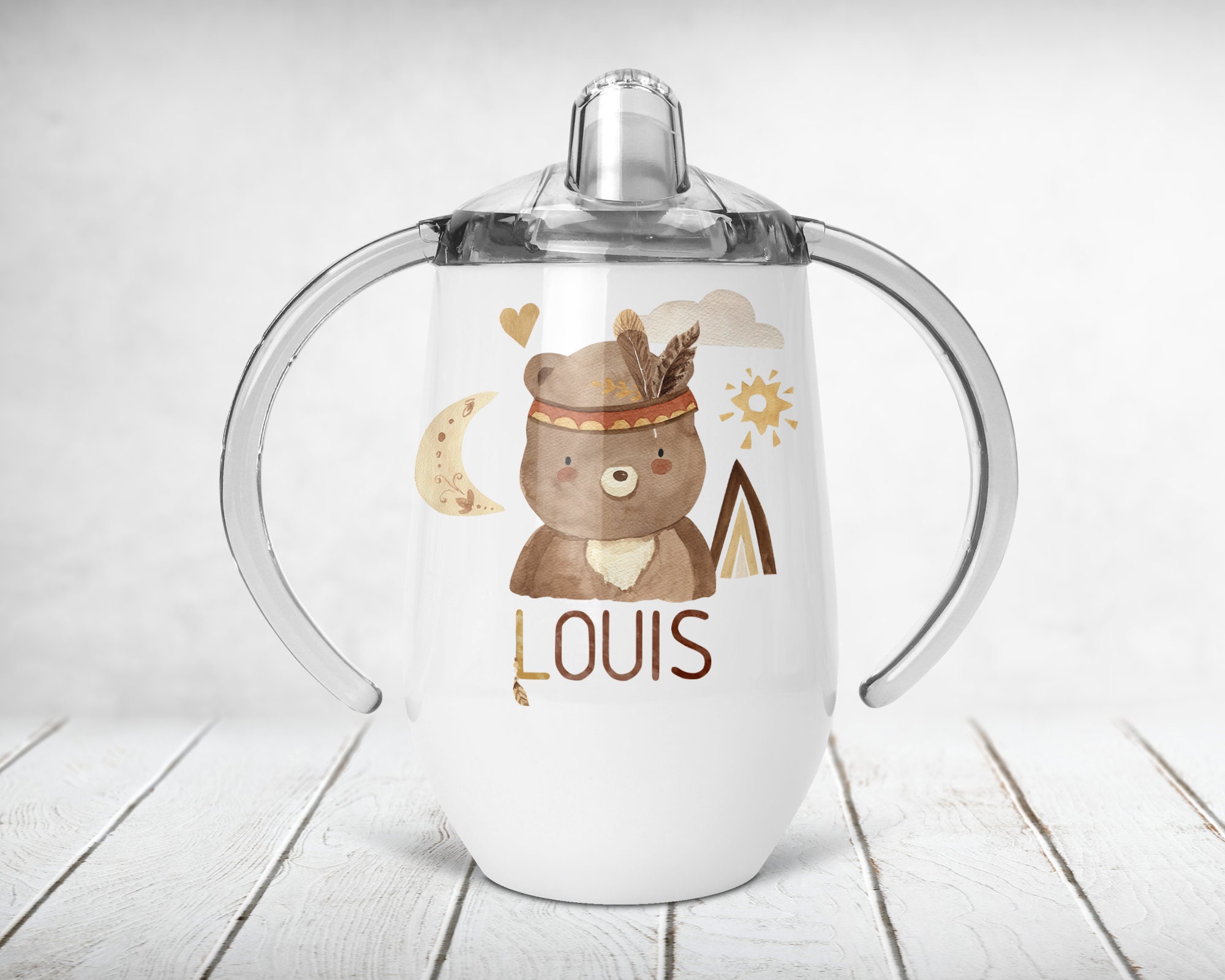 Gobelet d'apprentissage Isotherme Personnalisé, Ourson Boho