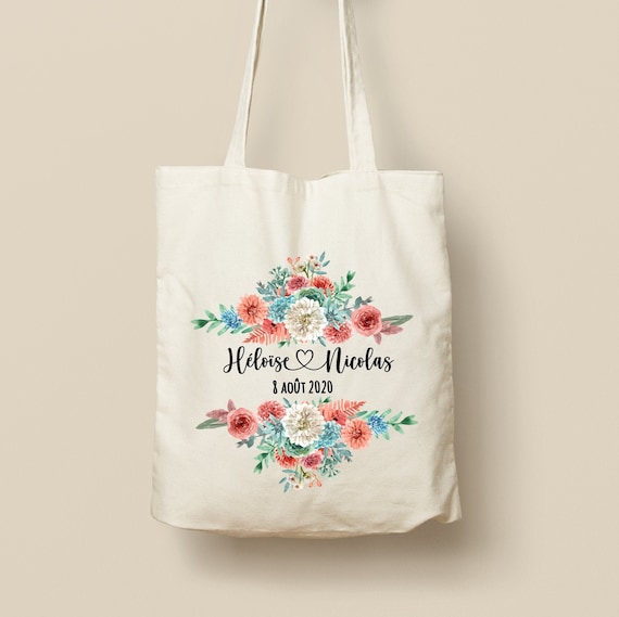 Customizable Cotton Tote Bag Unique Gift Eco friendly and Reusable Flower Frame Spring Bouquet Model Etsy UK