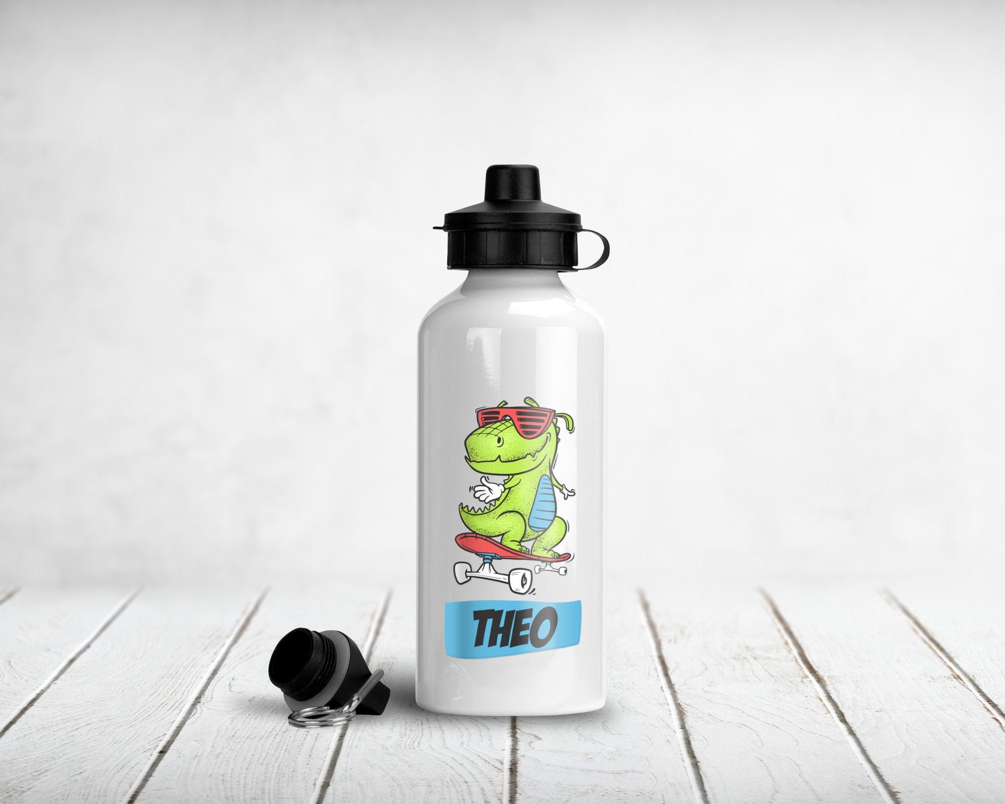 Gourde Personnalisée, Bouchon Sport, 500Ml, Dinosaure Skater