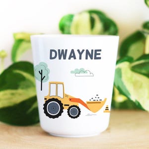 Vaso de plástico infantil personalizado, Retroexcavadora 02