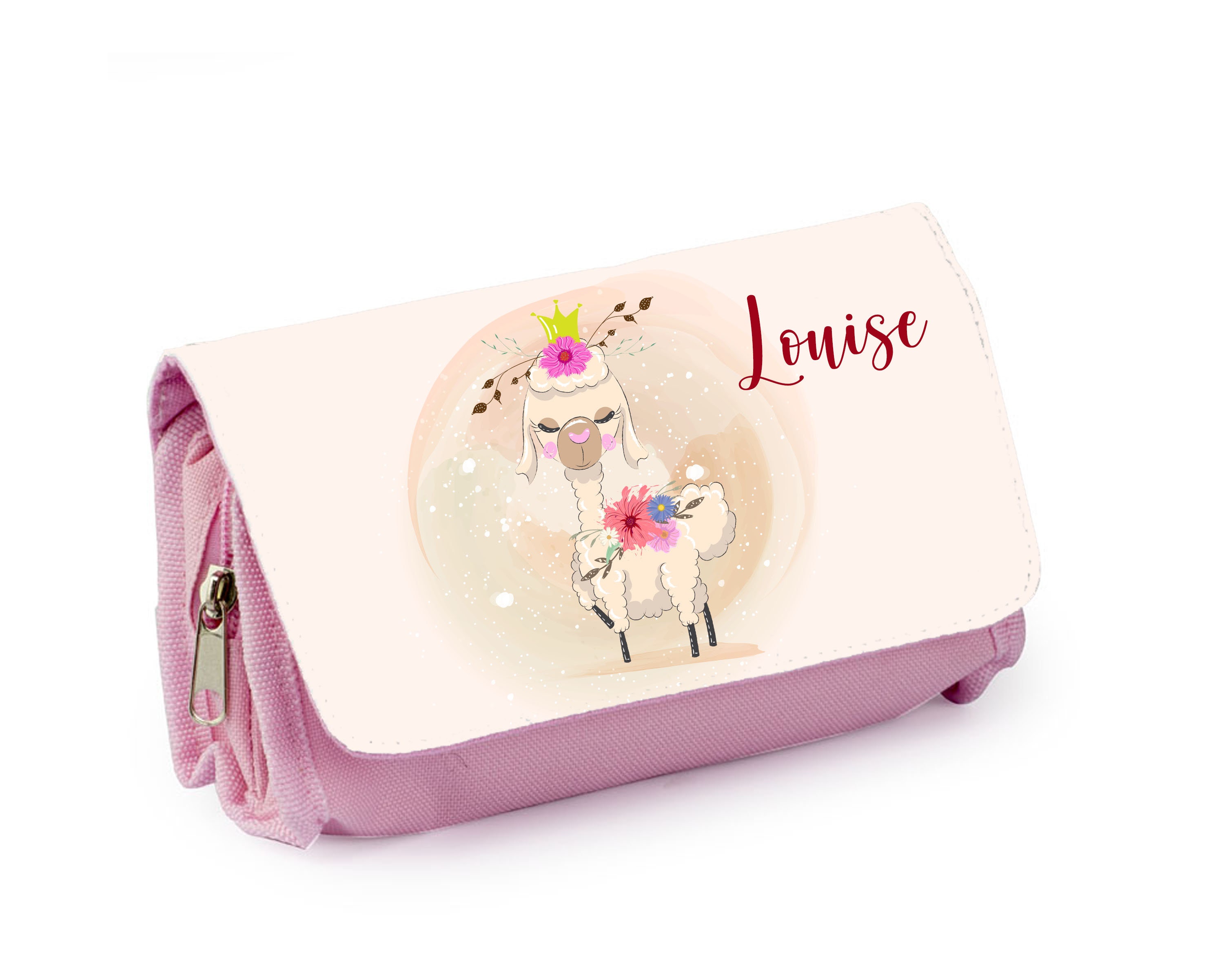 Trousse d'école Personnalisée, Bleu ou Rose, Lama