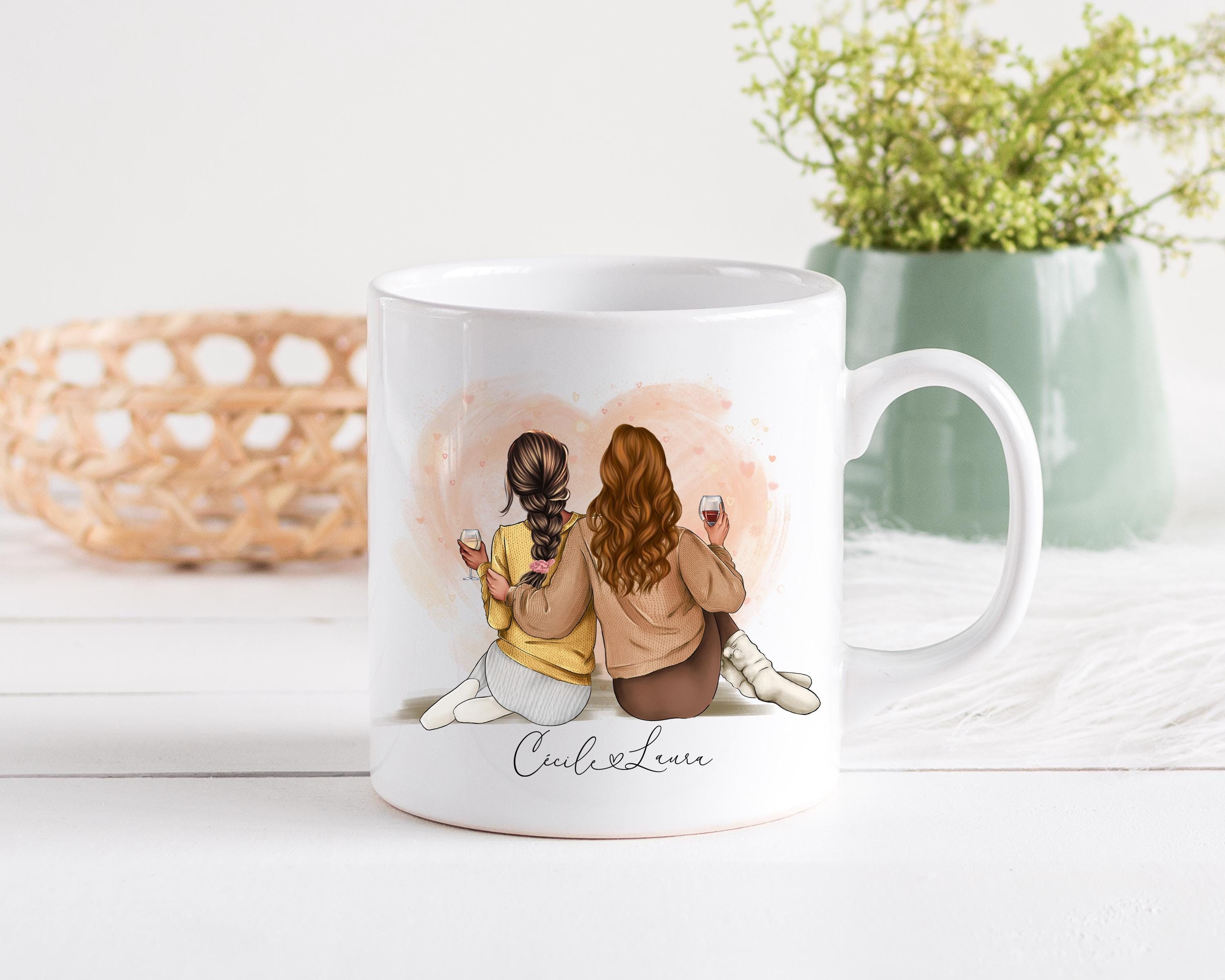 Personalized Ceramic Mug, 325 or 430ml, Model Woman, Couple, Friends, Mother and daughter, sisters...