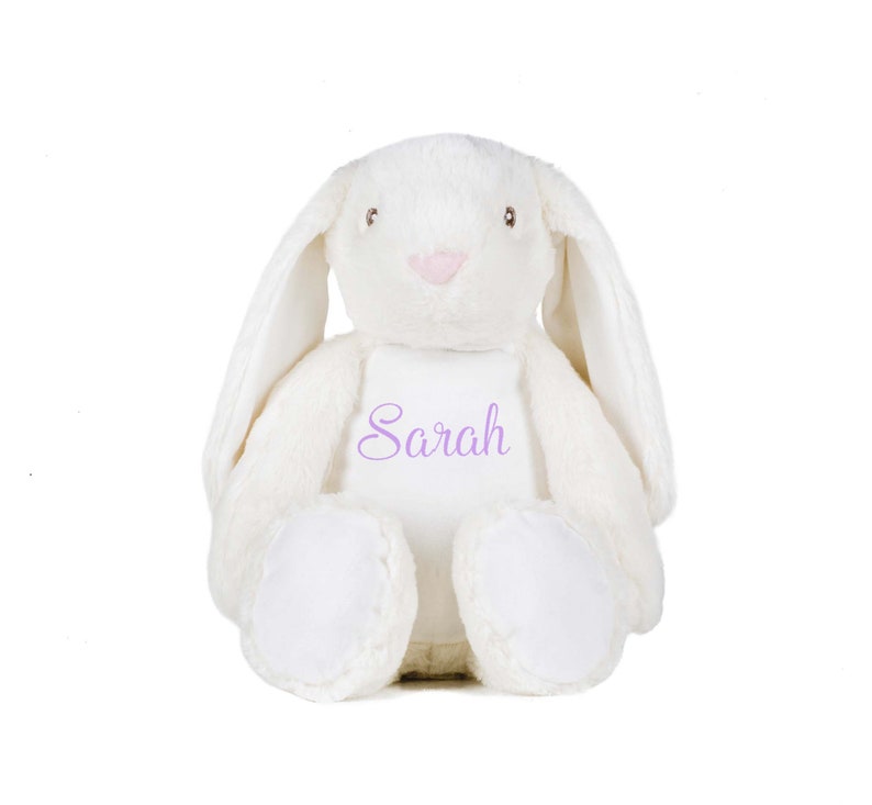 Personalized embroidered plush toy, embroidered cuddly toy, Rabbit model image 1