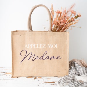 Sac en toile de jute personnalisé, Madame image 5