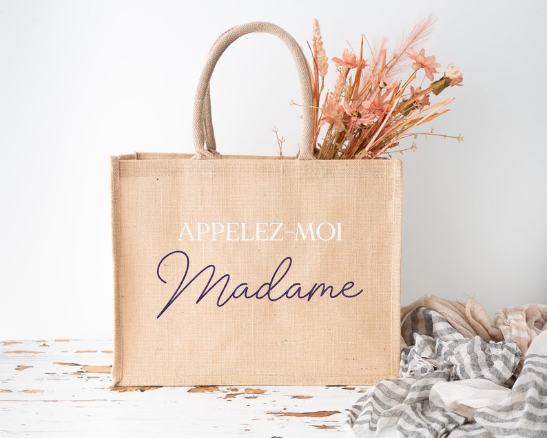 Sac en toile de jute personnalisé, Madame image 5