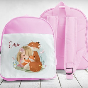 cartable, sac à dos, maternelle-sport, à personnaliser, Petite fille aux renards