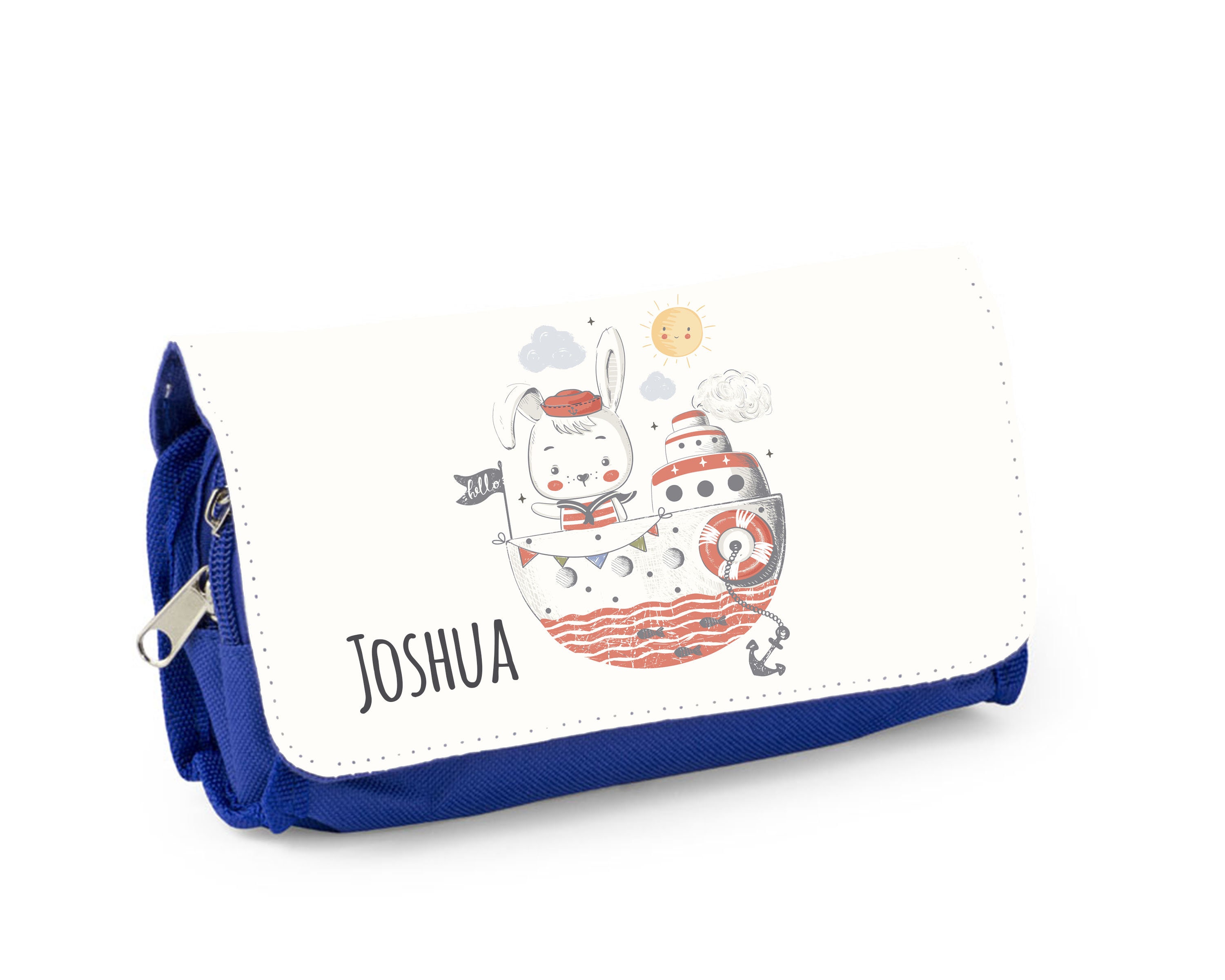 Trousse d'école Personnalisée, Bleu ou Rose, Lapin Marin