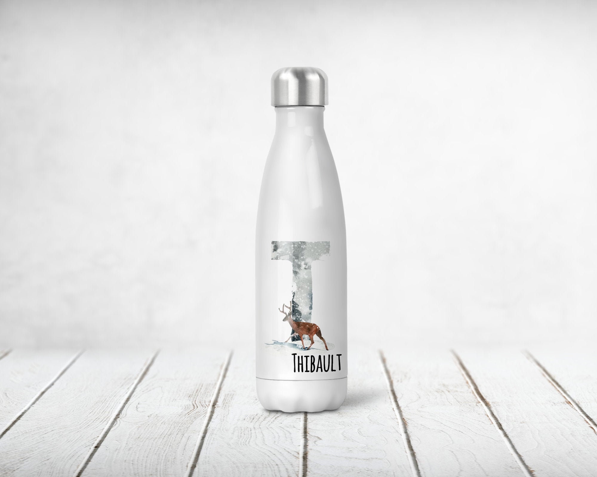 Bouteille Isotherme Personnalisée, Initiale Modèle Hiver