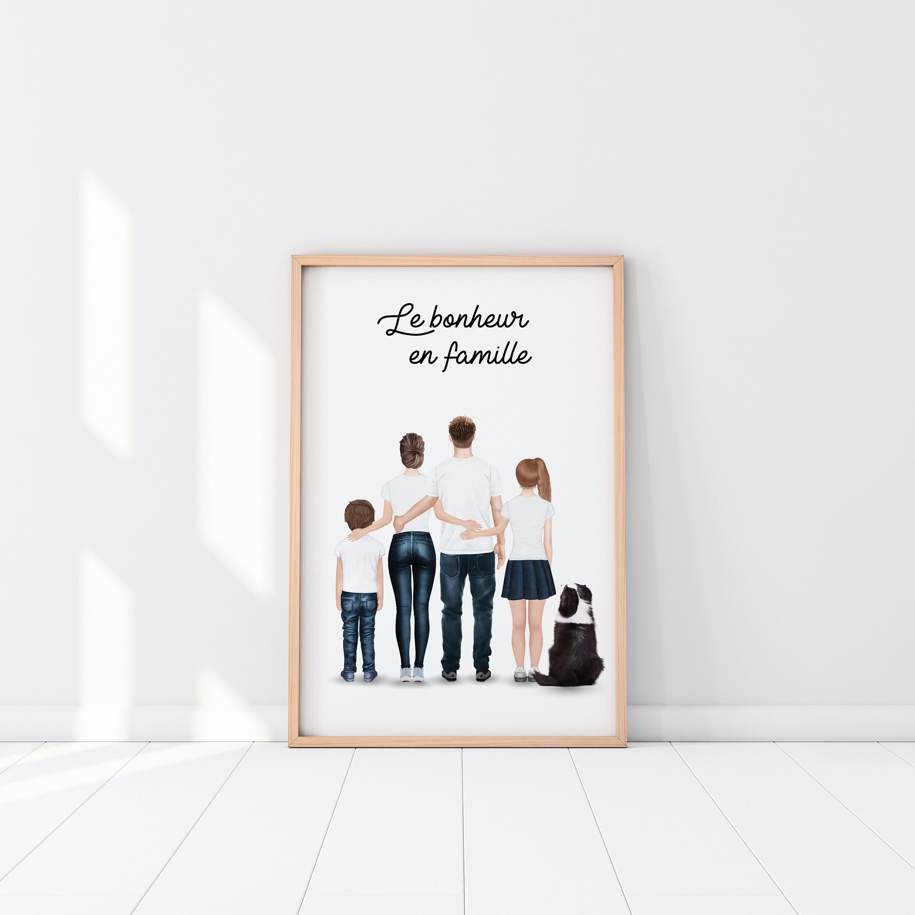 Affiche Portrait de Famille Personnalisé, Personnages Debout Dos