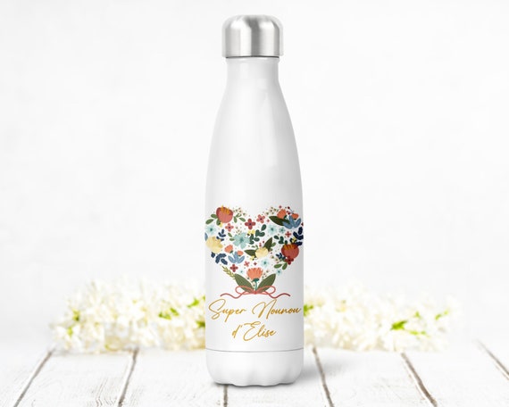 Botella Termo Personalizada Corazón Flores - Cucu-Tras