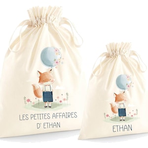 Pochon personnalisé pour enfant, sac de rechange, rangement, Modèle Renard écolier