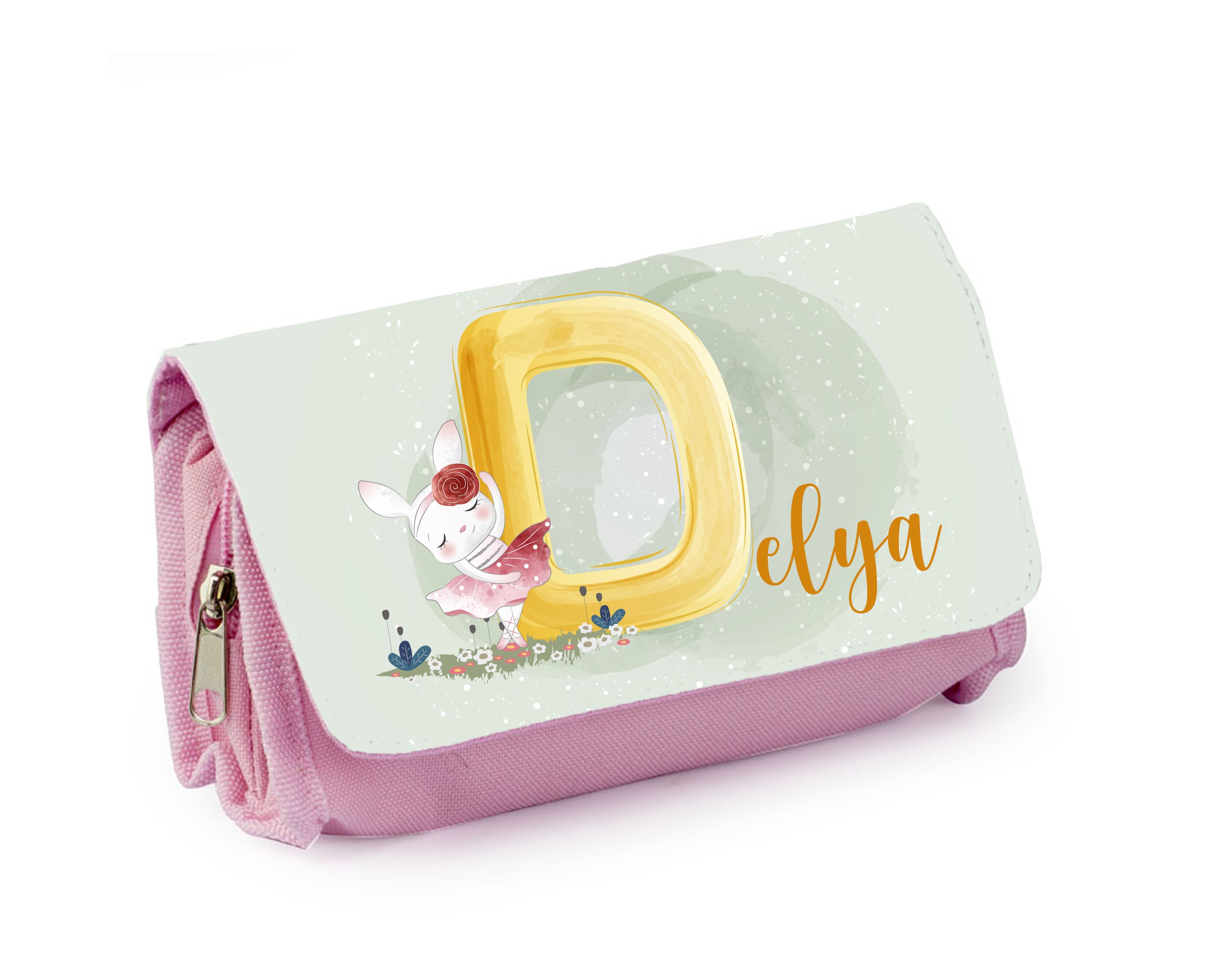 Trousse d'école Personnalisée, Bleu ou Rose, Lapin Ballerine 02