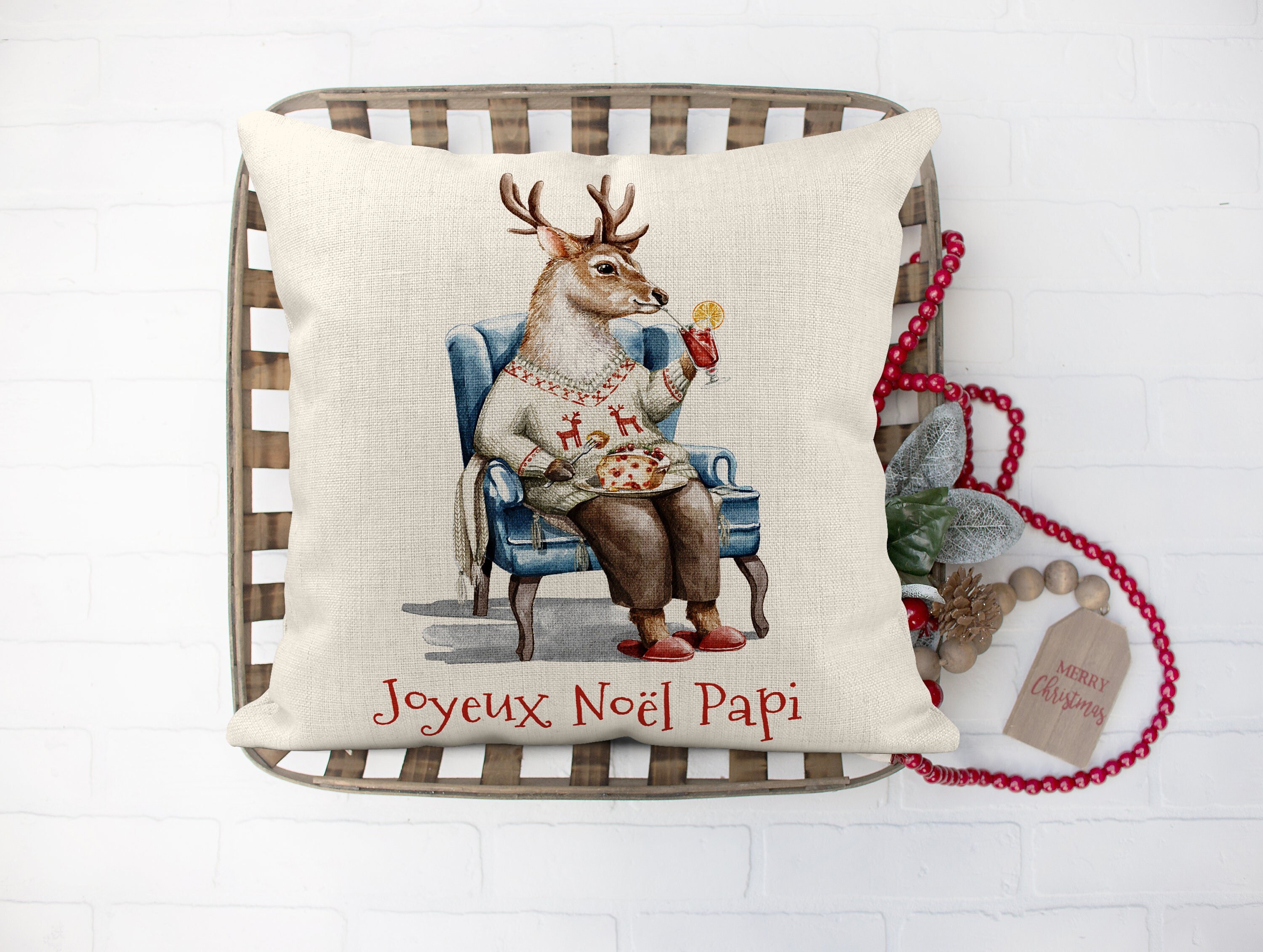 Coussin de Noël Personnalisé, Renne