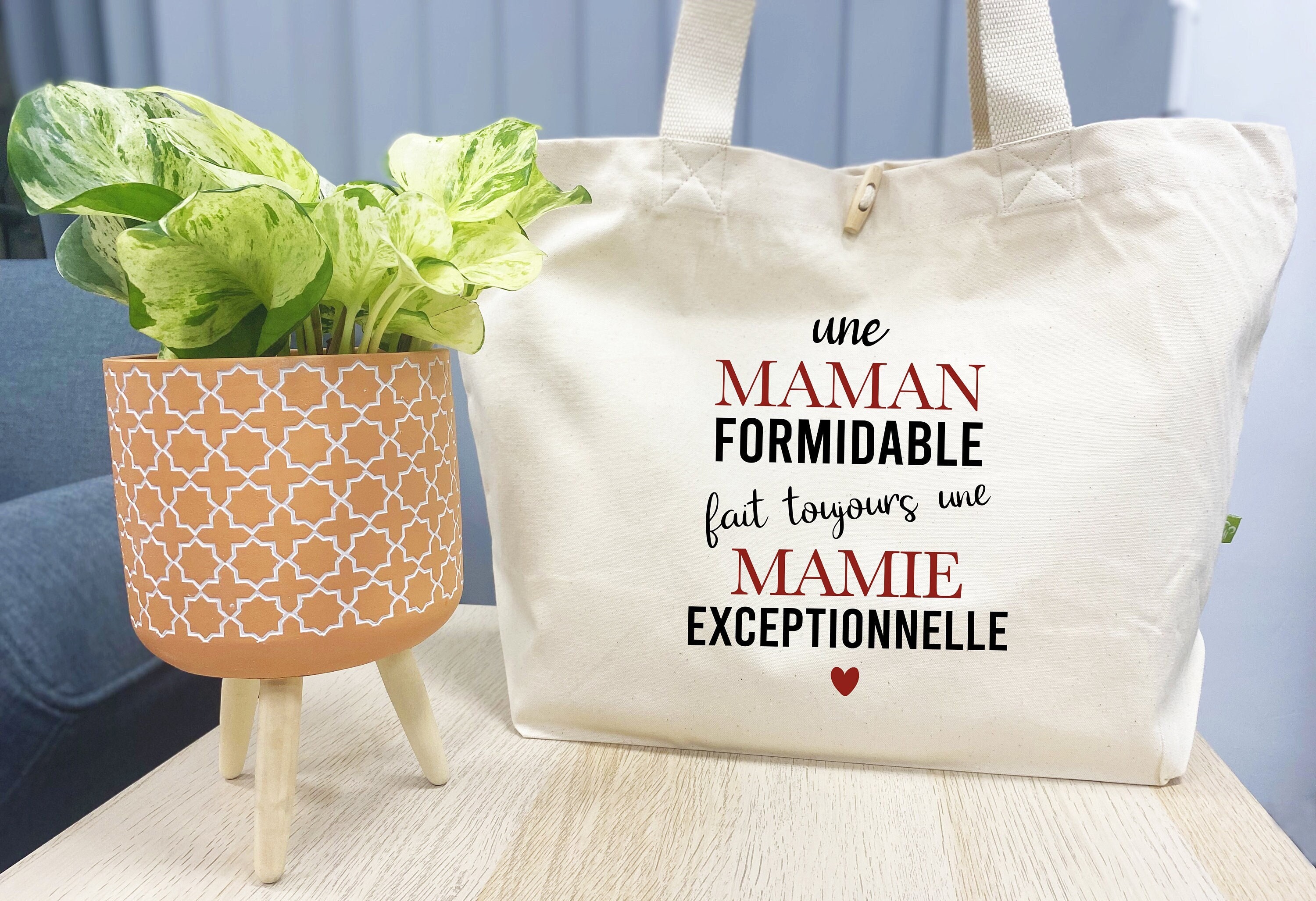 Tote bag, Shopping bag, Organic cotton to personalize, Gift for Mom, Grandma, Sister, Aunt, Friend, Witness...