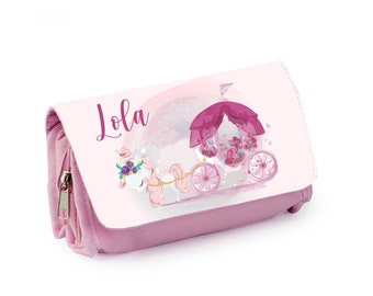 Kit scolastico personalizzato, Blu o rosa, Unicorno e carrozza principessa