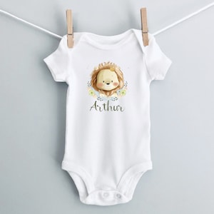 Personalized Baby Bodysuit Cotton Lion