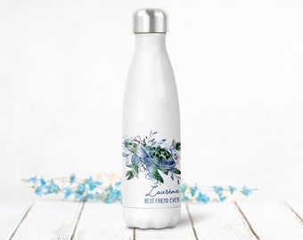 Botella o lata aislante personalizada, Tortuga y Flores