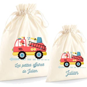 Pochon personnalisé pour enfant, sac de rechange, rangement, Modèle Pompier 01