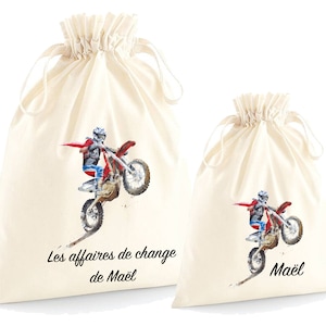 Pochon personnalisé pour enfant, sac de rechange, rangement, Modèle Moto Cross