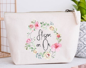 Grande Trousse personnalisée, Couronne de fleurs, Modèle Roses et hibiscus