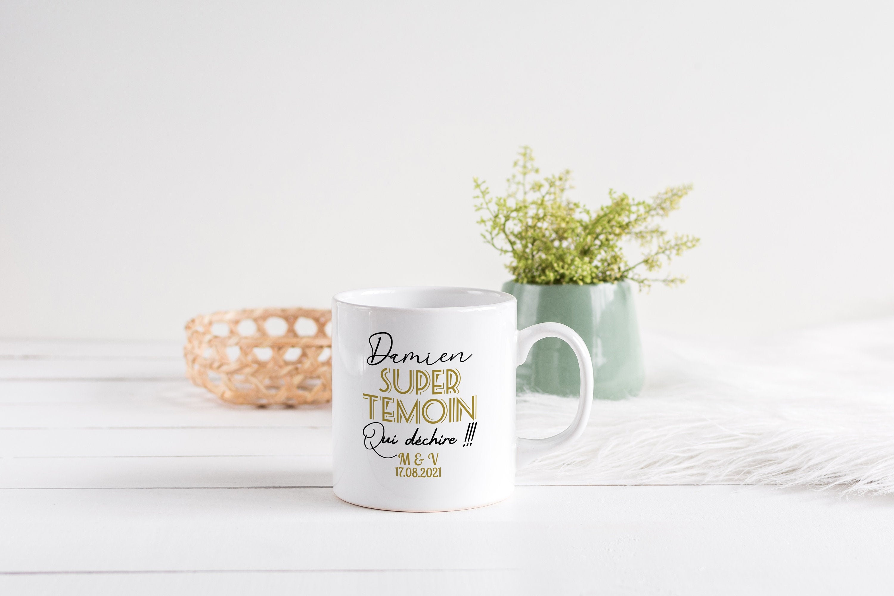 Mug Personnalisé Céramique, 325 ou 430Ml, Témoin Des Mariés