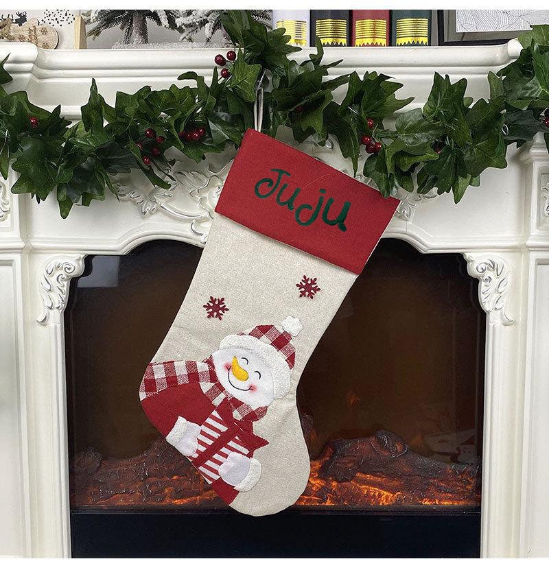 Chaussettes De Noël Décoration Avec Lettres, Bas De Noël Avec Initiales, Petites Lettres Brodées Tricotées Rouge Blanc Bas De Noël Pour Famille Décorations De Vacances Arbre De Noël Cheminée Ornements