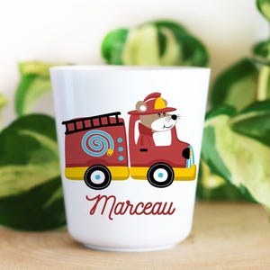Personalized children&#39;s plastic cup, Fire Truck 03