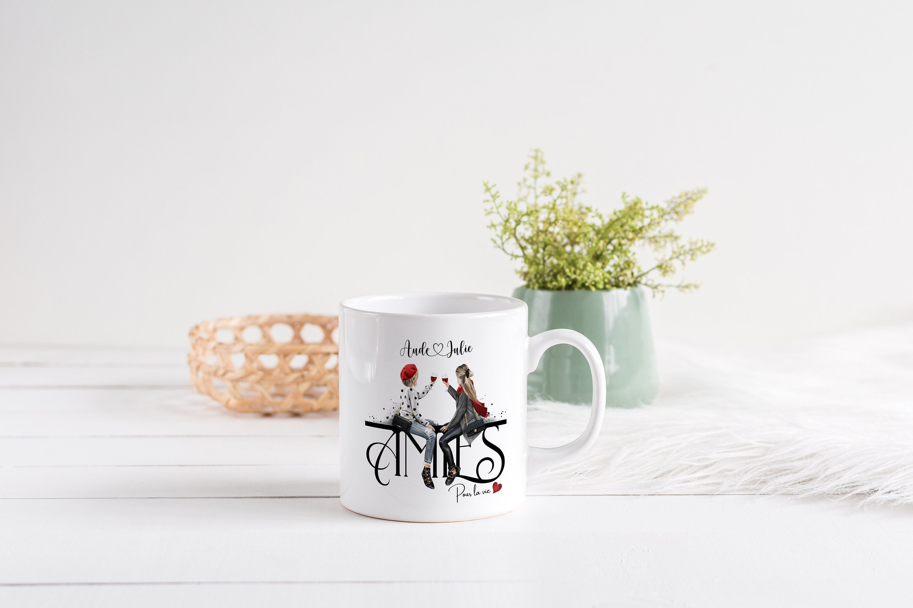 Mug Personnalisé Céramique, 325 ou 430Ml, Meilleures Amies, Amies Pour La Vie, Soeurs de Coeur, Coll