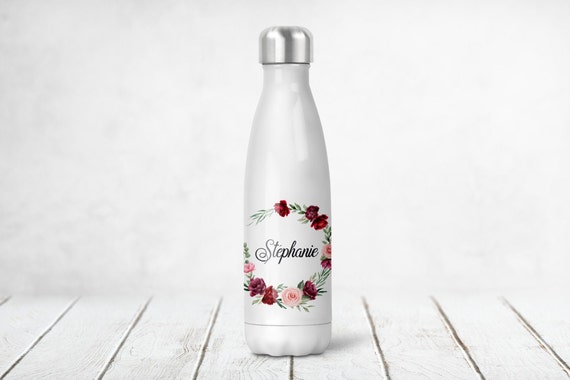 Engraved Water Bottle - Flower Designs