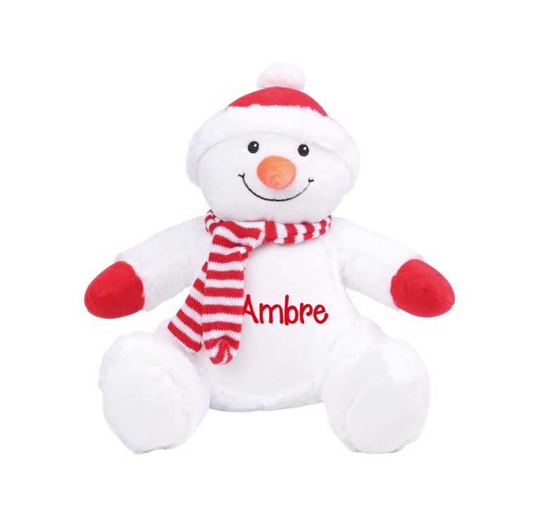 Peluche bonhomme de neige brodée - Créatrice ETSY : LaFabrik34