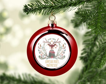 Personalized Christmas ball, tree decoration to personalize, Christmas reindeer