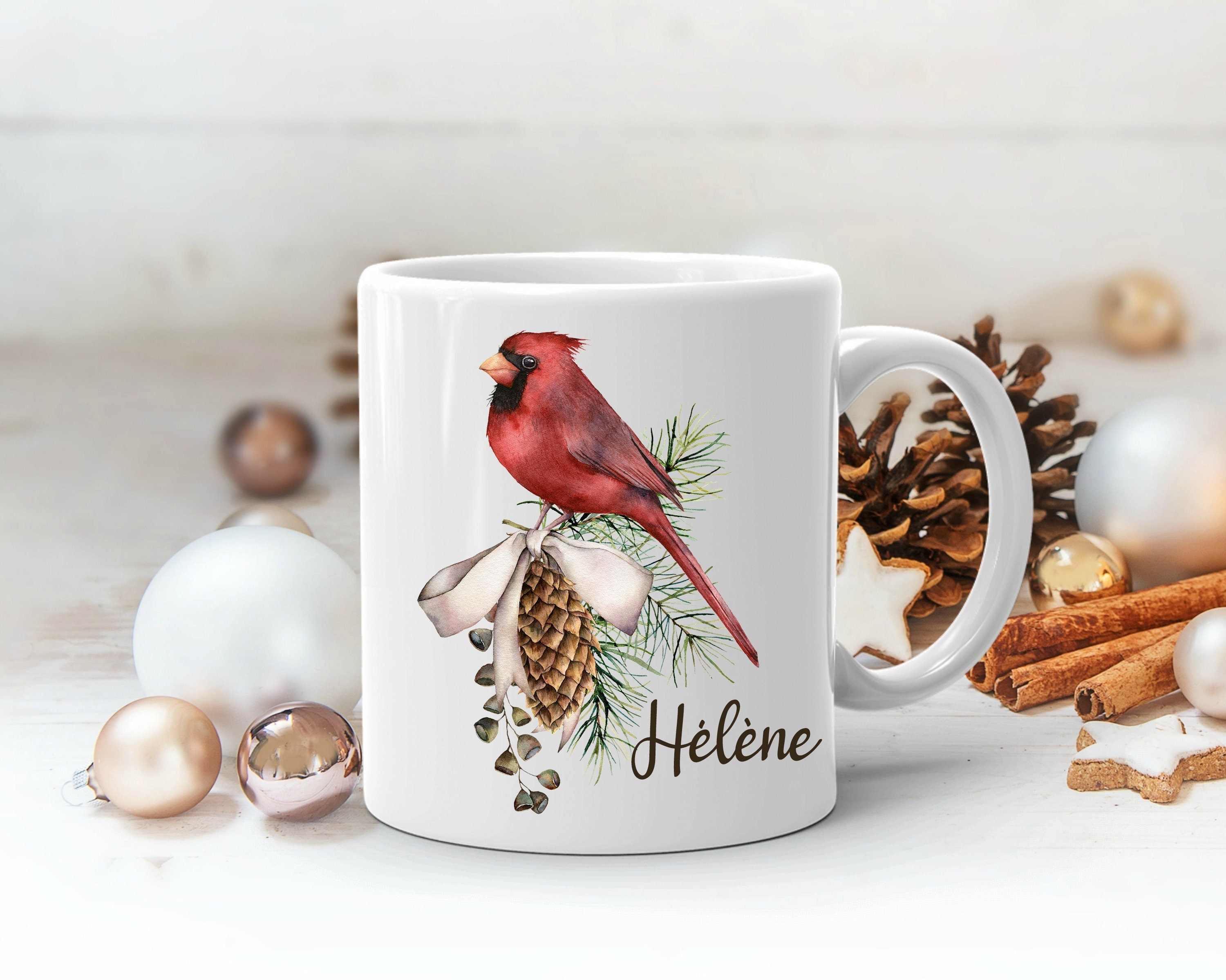 Mug Personnalisé en Céramique, 325 ou 430Ml, Cardinal de Noël