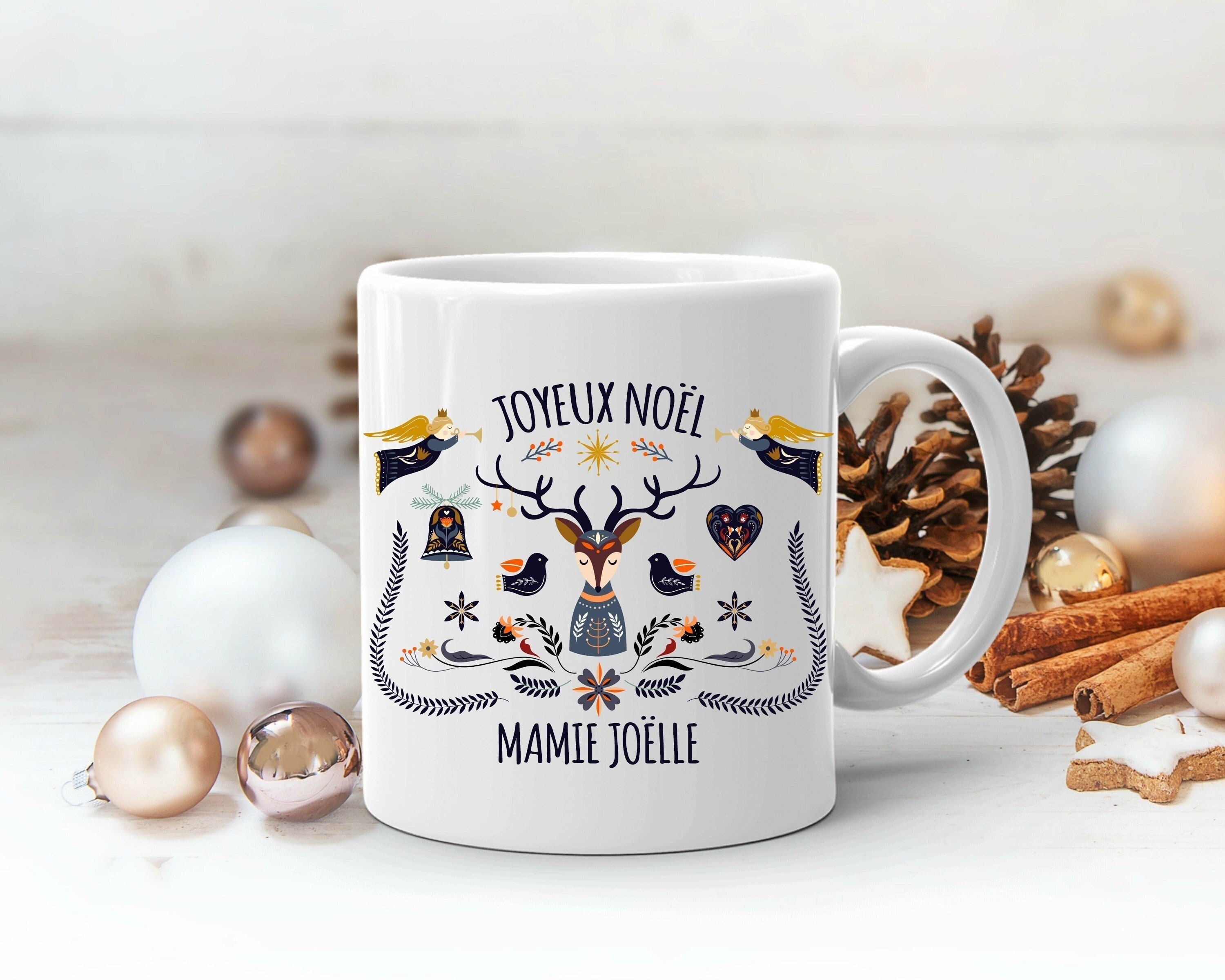 Mug Personnalisé en Céramique Personnalisée, 325 ou 430Ml, Noël Scandinave