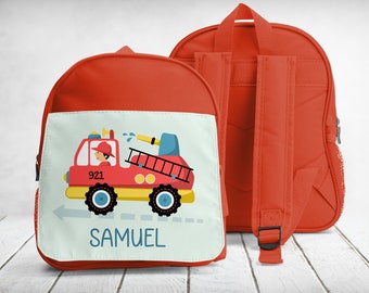 schooltas, rugzak, kinderkamer-sport, te personaliseren, Brandweerman 01