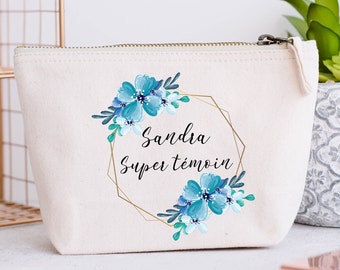 Grande Trousse personnalisée, Couronne de fleurs, Modèle Fleurs bleues