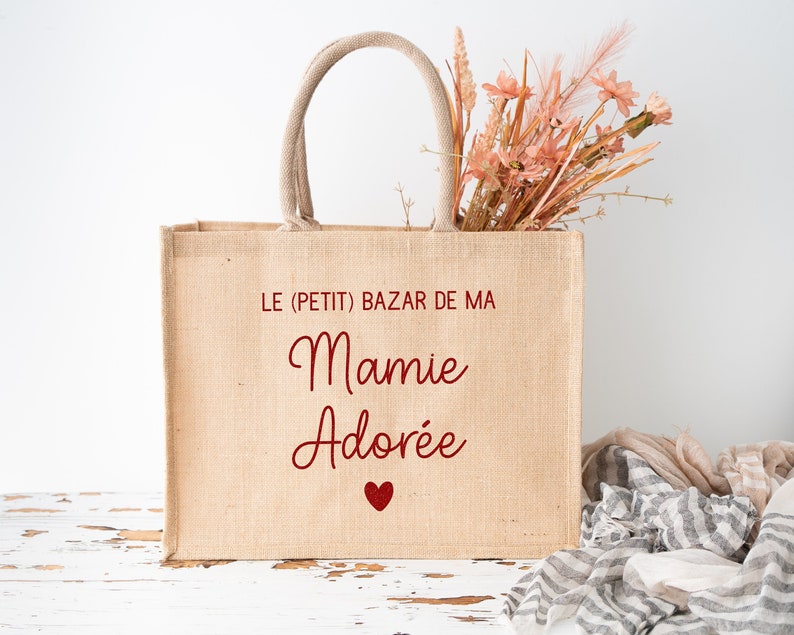 Sac en toile de jute personnalisé, Le petit bazar de... image 1