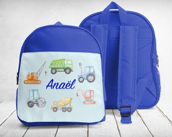 cartable, sac à dos, maternelle-sport, à personnaliser, Engins de chantier