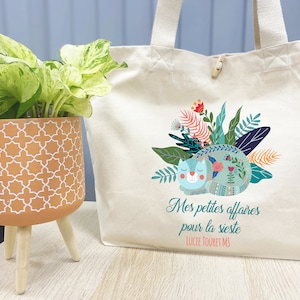 Sac cabas personnalisé, Modèle Chat et Fleurs