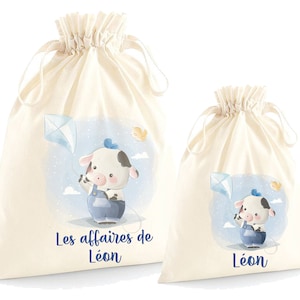Pochon personnalisé pour enfant, sac de rechange, rangement, Modèle Vache
