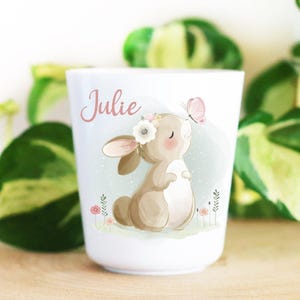 Personalized children&#39;s plastic cup, Rabbit and Butterfly