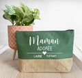 Large personalized cotton and jute pencil case, gift for Mom, Teacher, Nanny... to personalize. 8 colors to choose from product logo