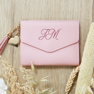 Portefeuille personnalisé en simili cuir / Porte carte personnalisé en simili cuir, couleurs au choix Rose bonbon