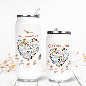 Personalized insulated bottle or can, Heart in flowers image 3