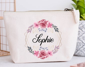 Grande Trousse personnalisée, Couronne de fleurs, Modèle Roses et or