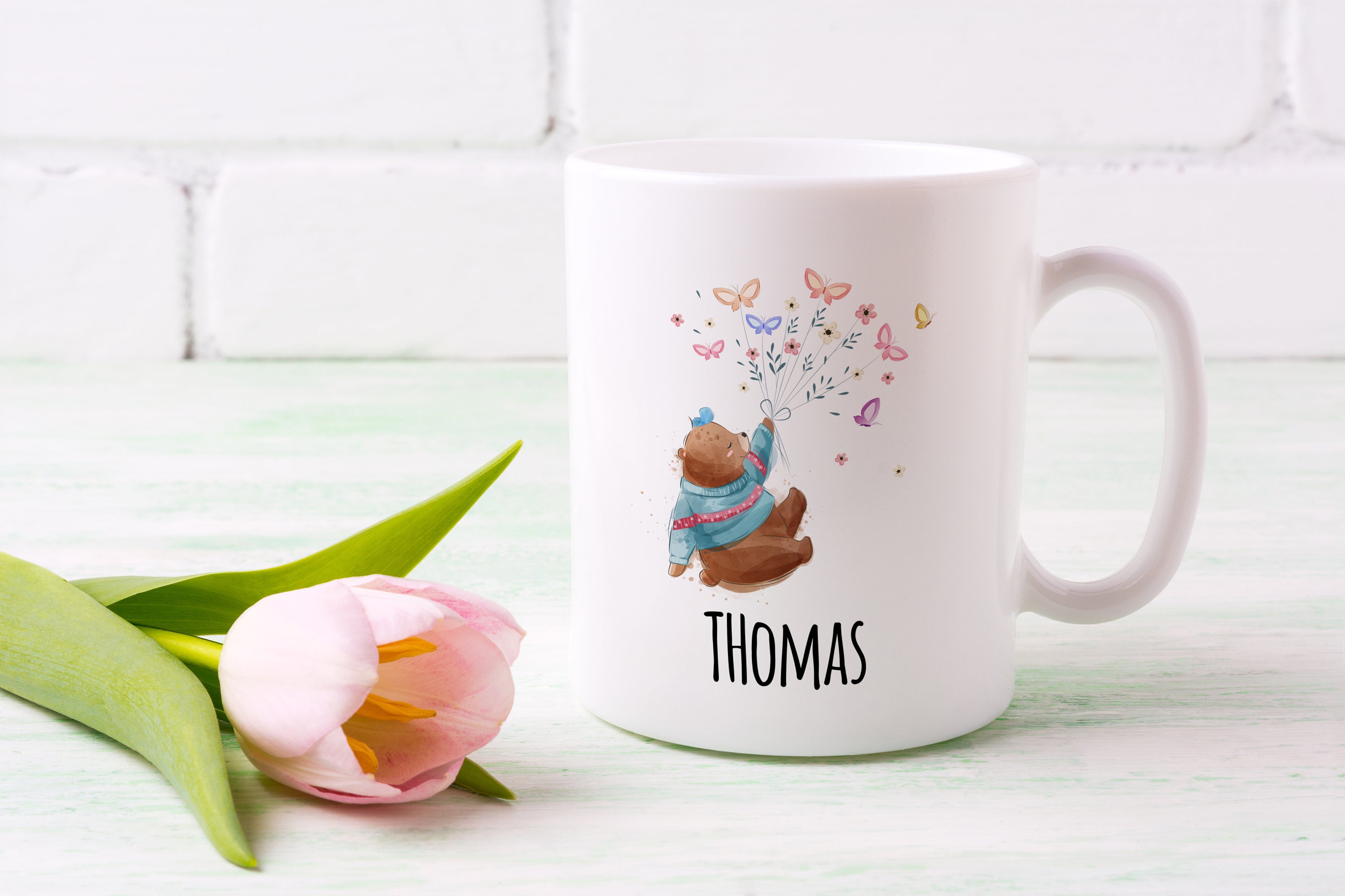 Mug Incassable, Ourson Aux Papillons