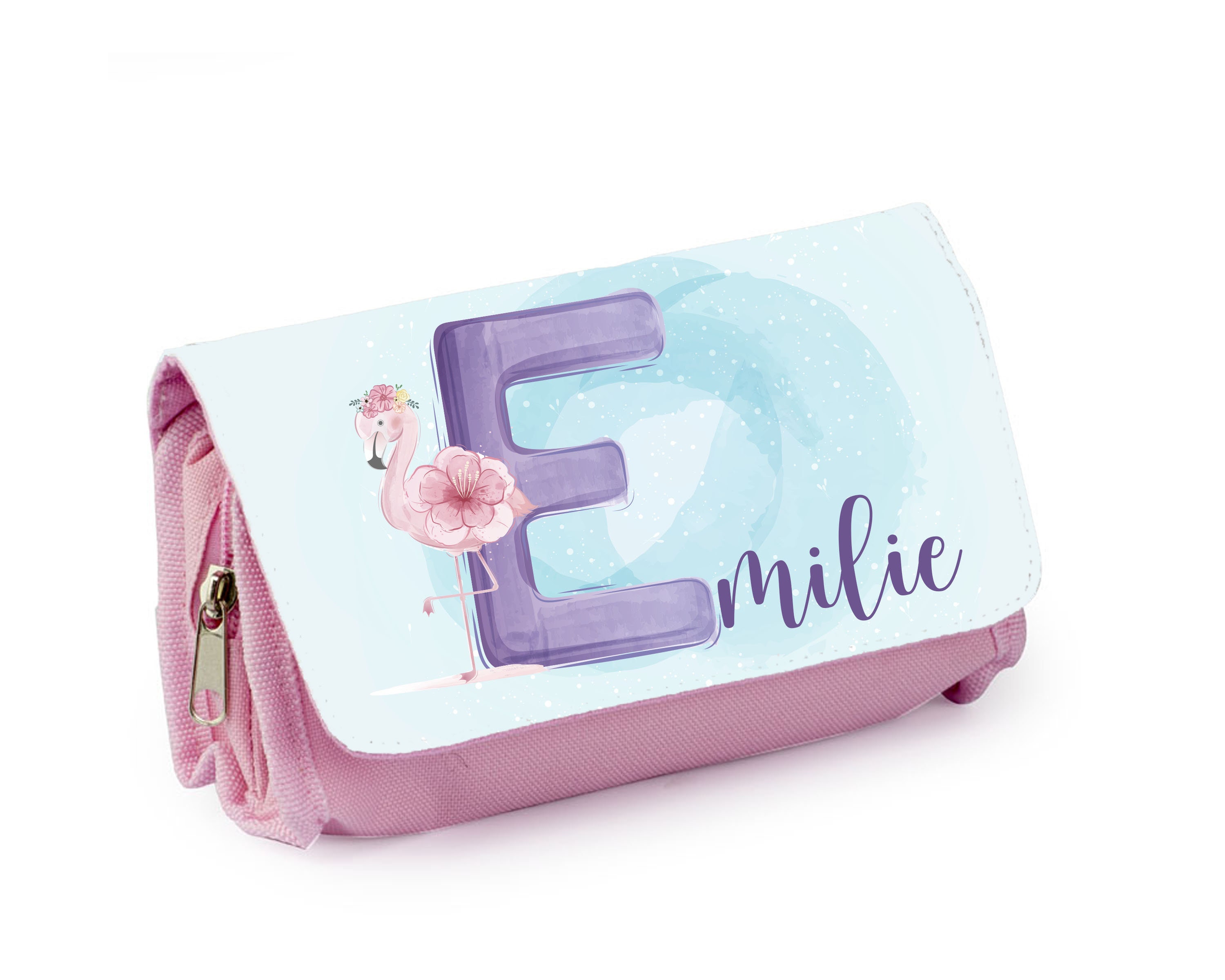 Trousse d'école Personnalisée, Bleu ou Rose, Flamant Rose