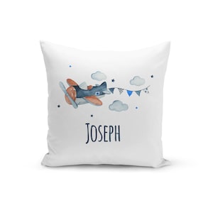 Coussin personnalisé, Deux tissus au choix, Avion image 2