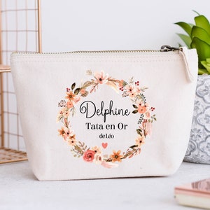 Grande Trousse personnalisée, Couronne de fleurs, Modèle Boho